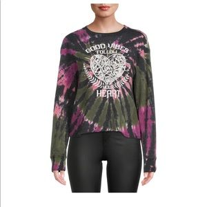 Womens No Boundaries Screen Print Tie Dye Short Top  Size Small 3-5 Juniors New